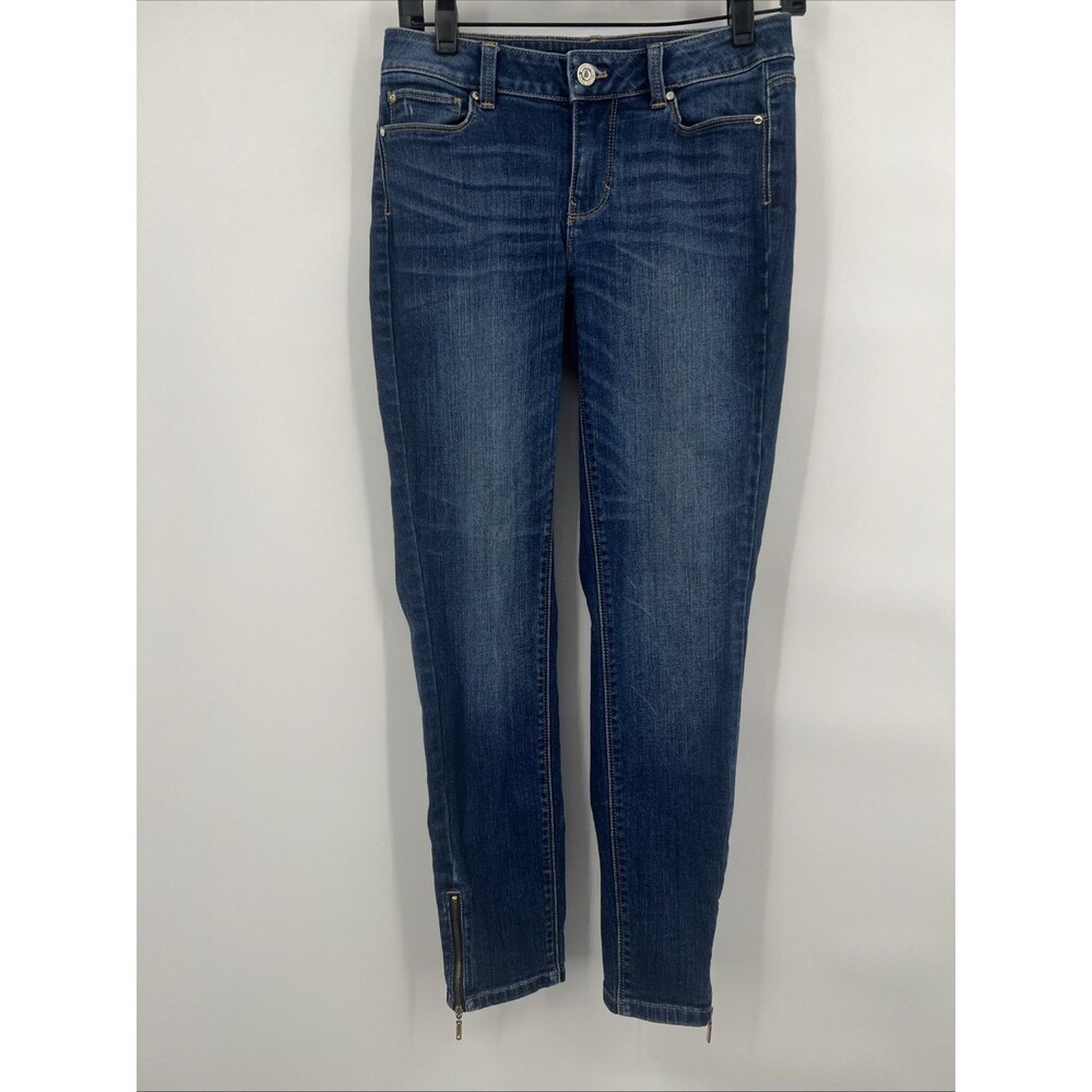 White House Black Market Jeans Womens Size 2R Skinny Leg Dark Wash Blue Zipper